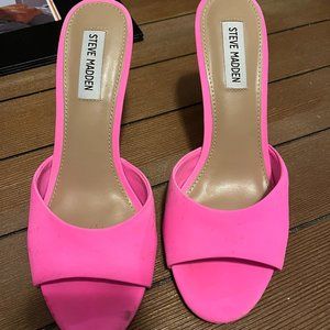 Steve Madden Erin Neon Pink Open Toe Heels Mule - Size 8